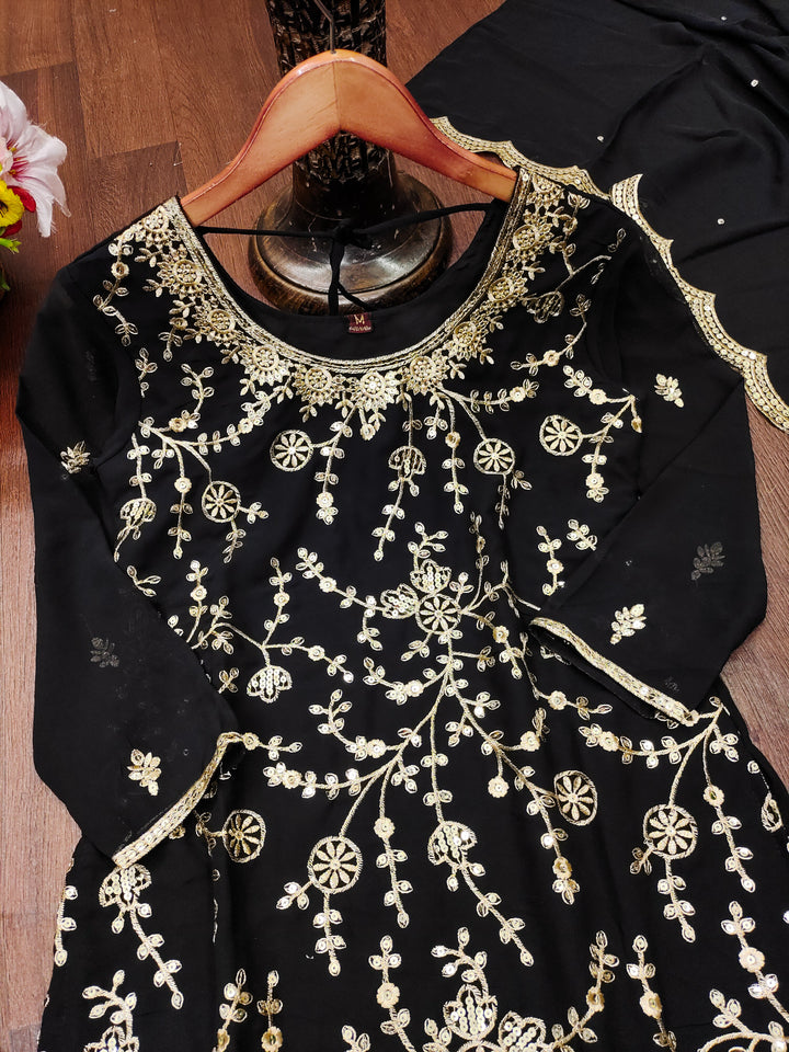 Embroidered Fox Georgette Sharara Suit