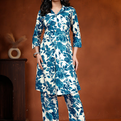 Azure Bloom Pure Cotton Co-Ord Set