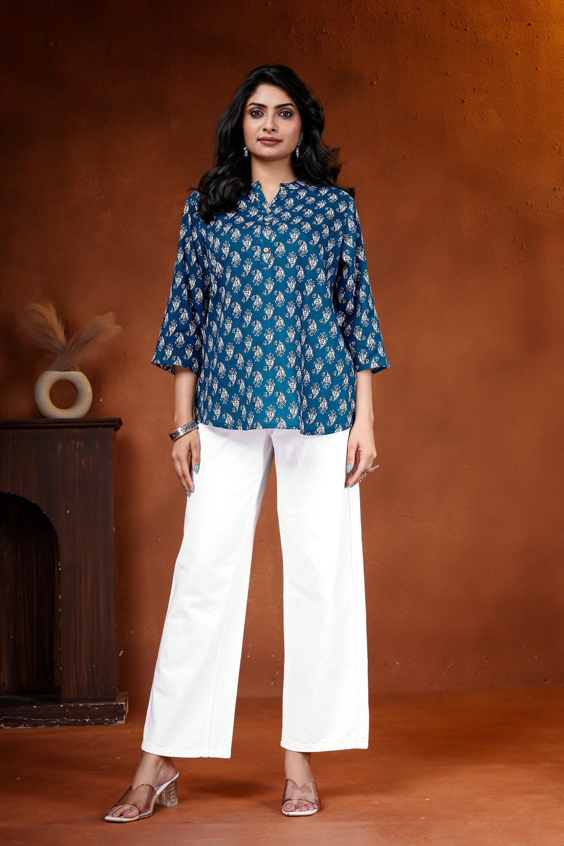 Indigo Paisley Cotton Short Kurti
