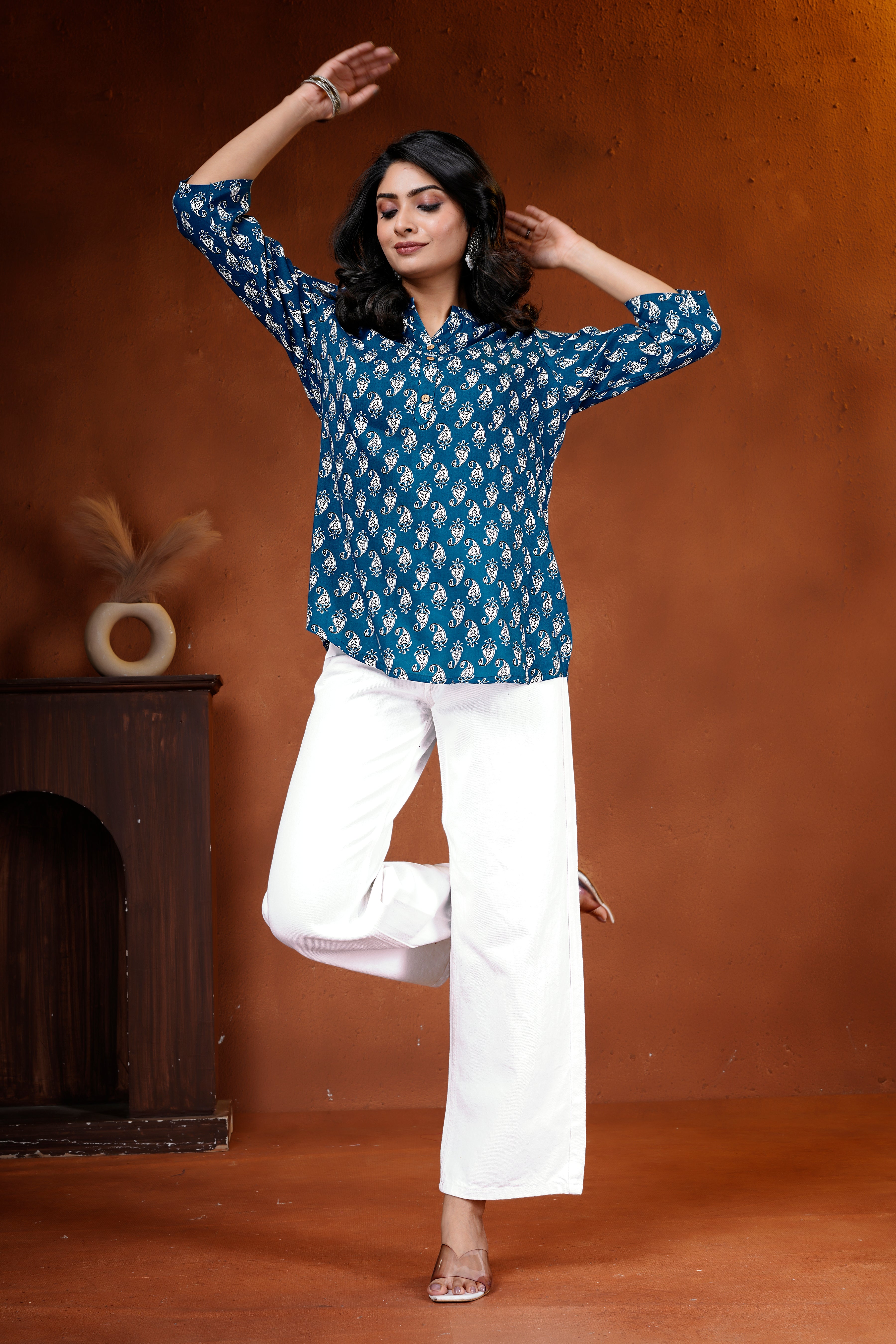 Indigo Paisley Cotton Short Kurti