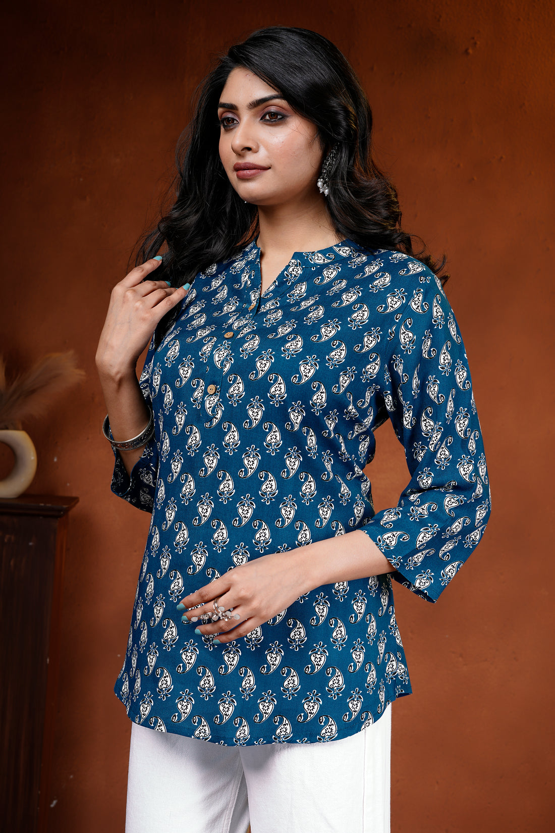 Indigo Paisley Cotton Short Kurti