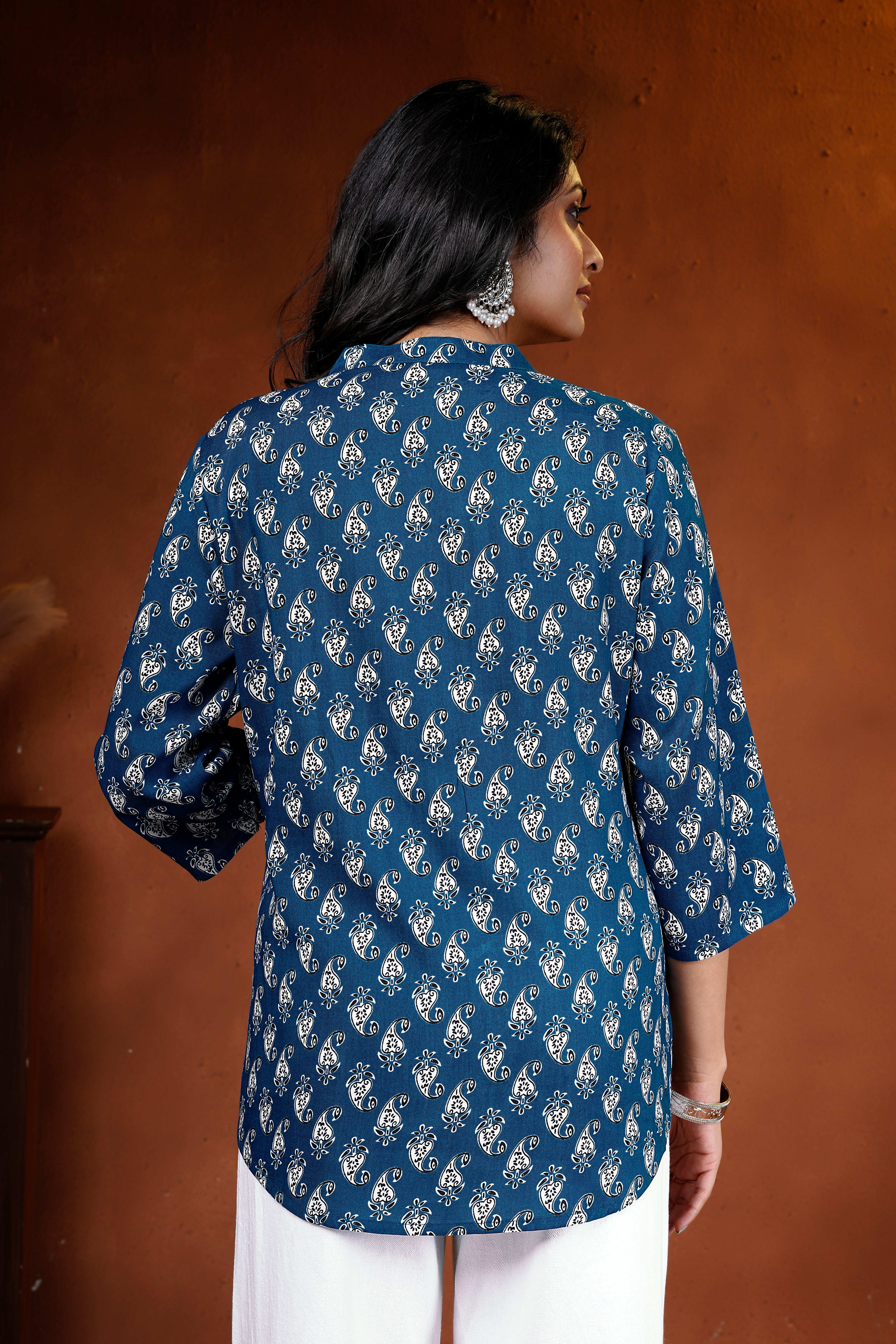 Indigo Paisley Cotton Short Kurti