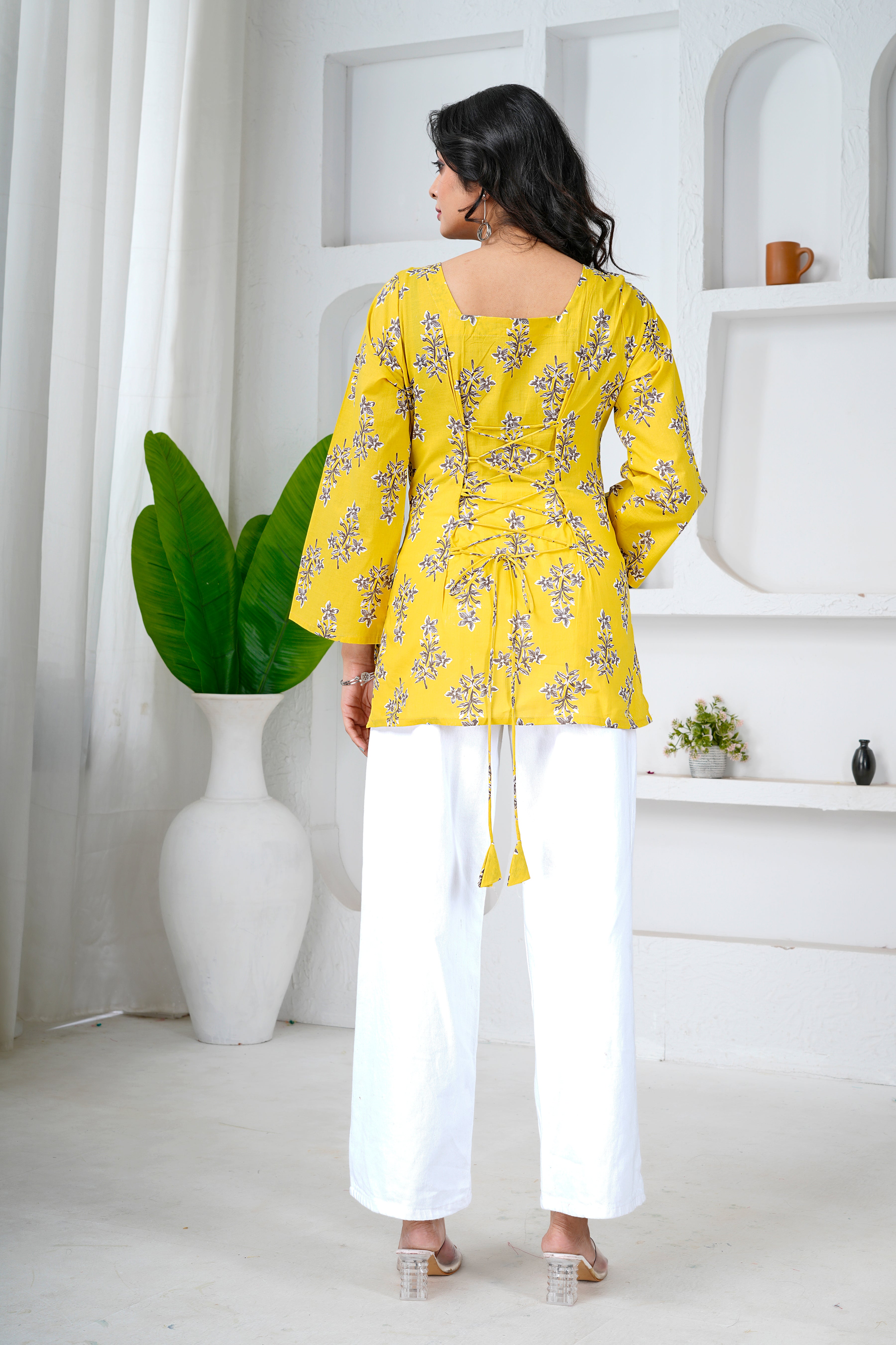 Sunshine Bloom Cotton Short Kurti