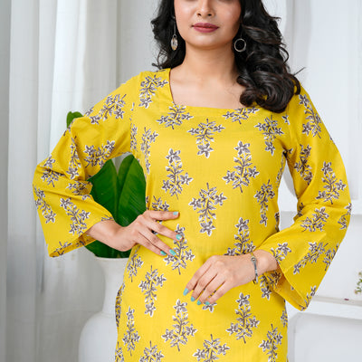 Sunshine Bloom Cotton Short Kurti
