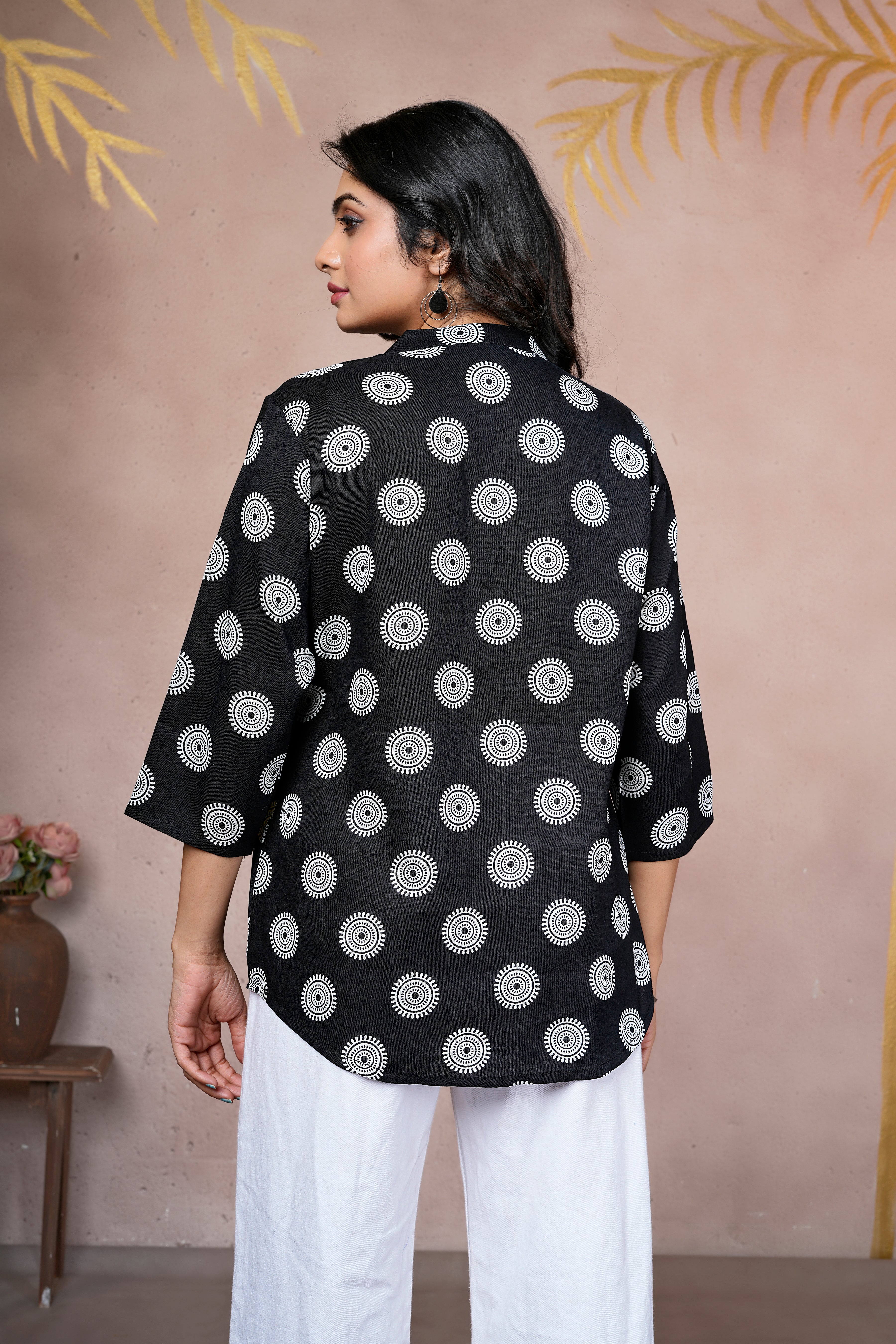 Midnight Motif Cotton Short Kurti