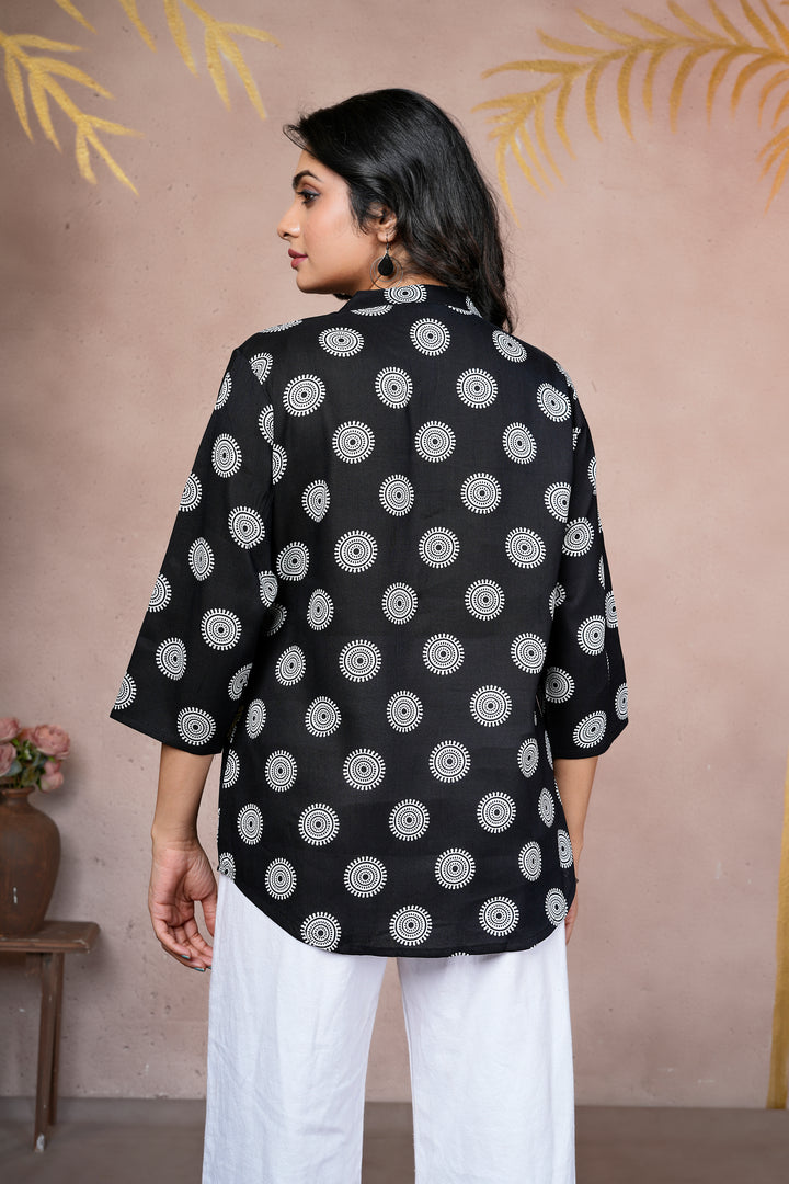 Midnight Motif Cotton Short Kurti