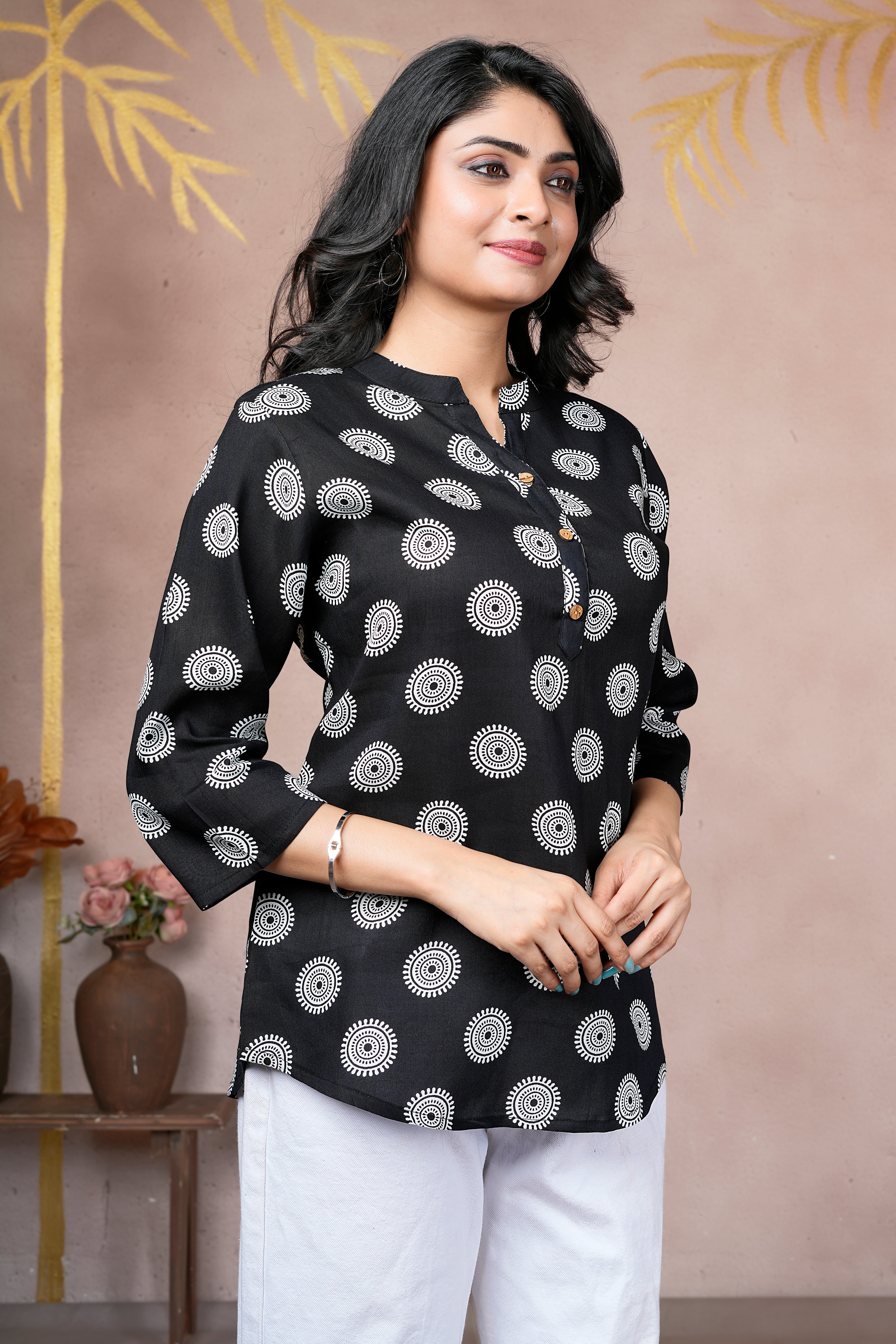 Midnight Motif Cotton Short Kurti
