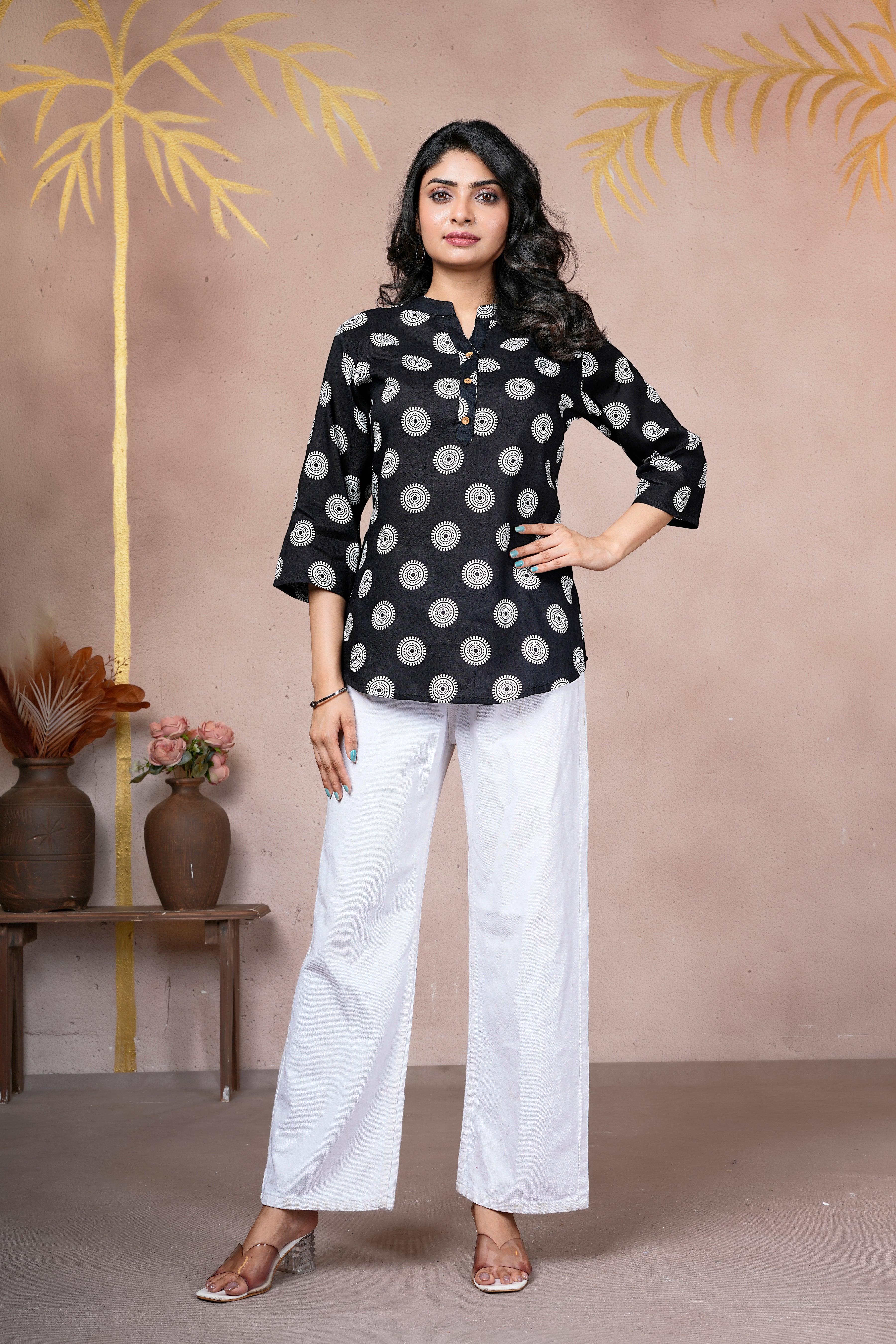 Midnight Motif Cotton Short Kurti