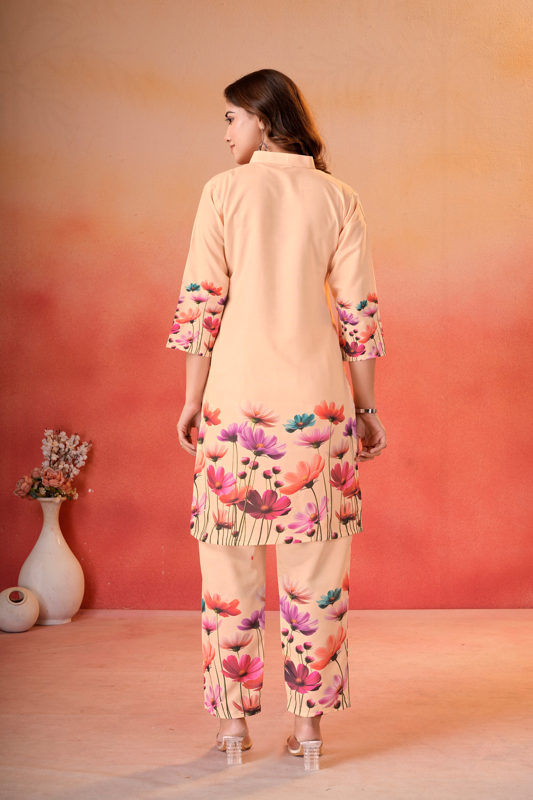 Peach Floral Printed Co-Ord Set