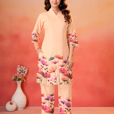 Peach Floral Printed Co-Ord Set