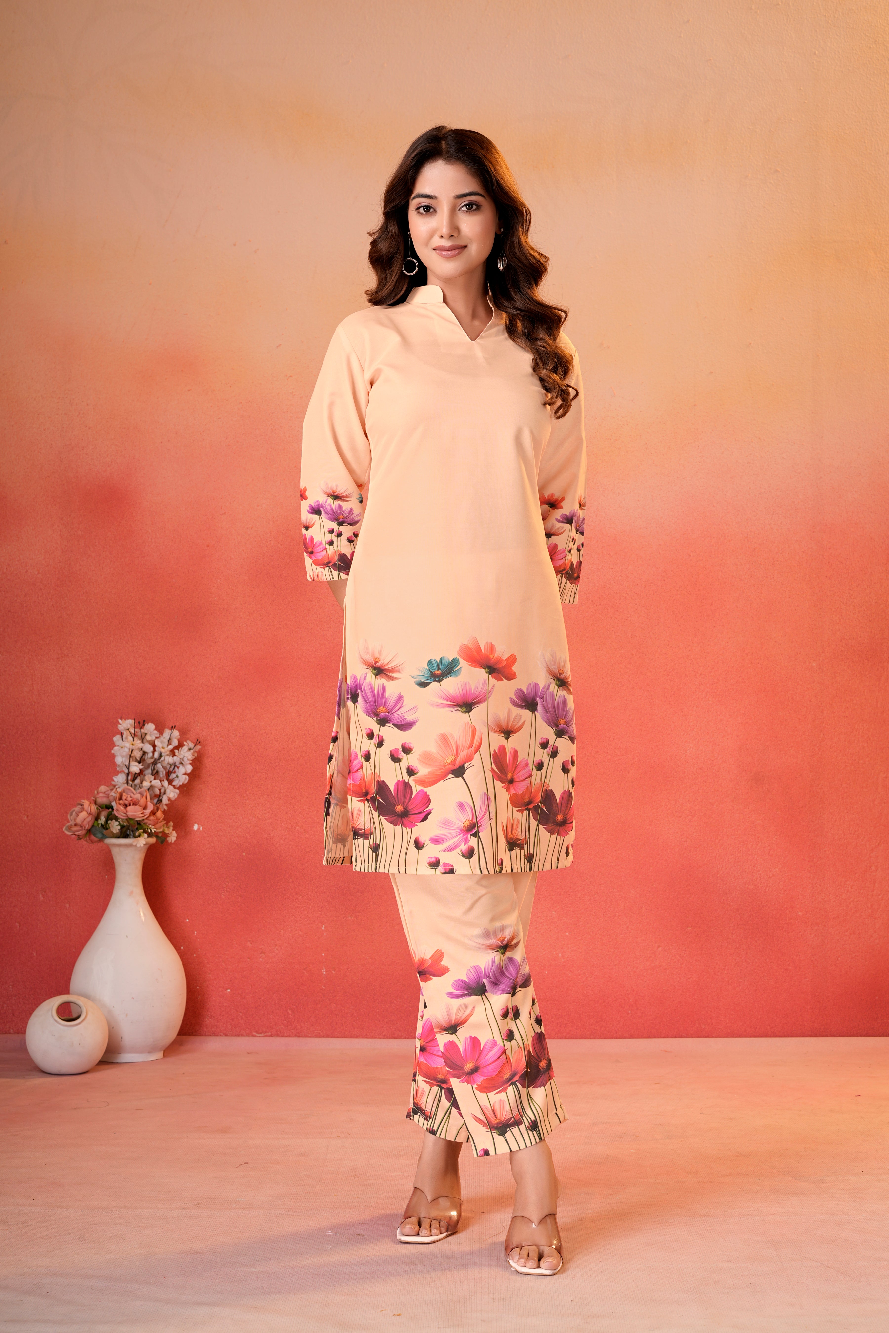 Peach Floral Printed Co-Ord Set