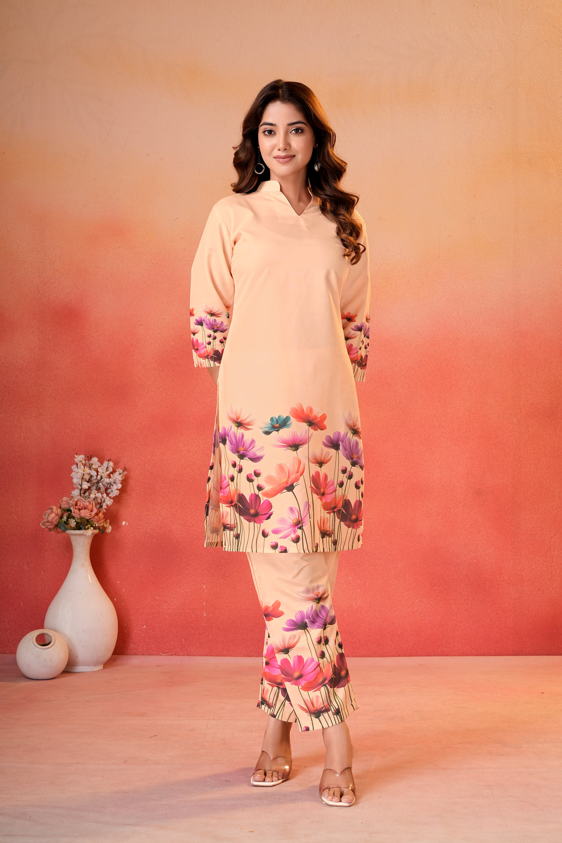 Peach Floral Printed Co-Ord Set