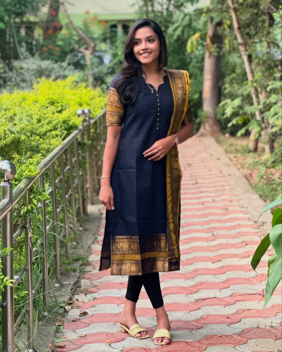 Royal Navy Kanchi Cotton Kurta Dupatta Set