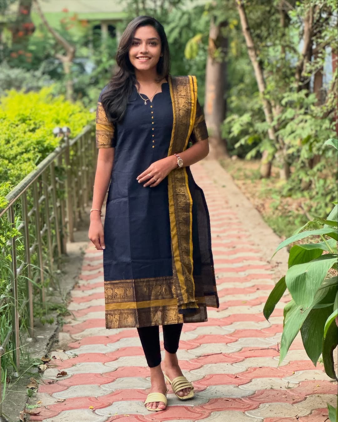 Royal Navy Kanchi Cotton Kurta Dupatta Set