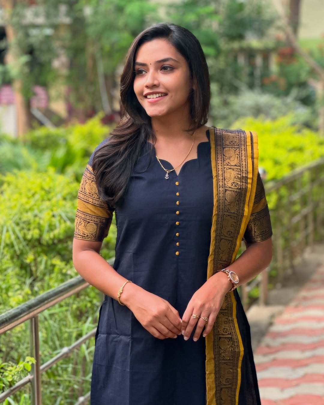 Royal Navy Kanchi Cotton Kurta Dupatta Set
