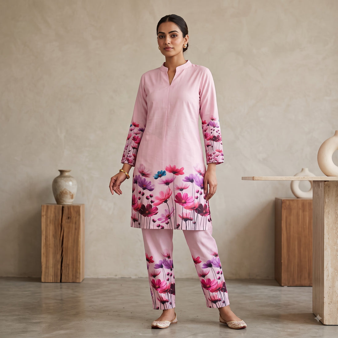 Peach Floral Printed Co-Ord Set