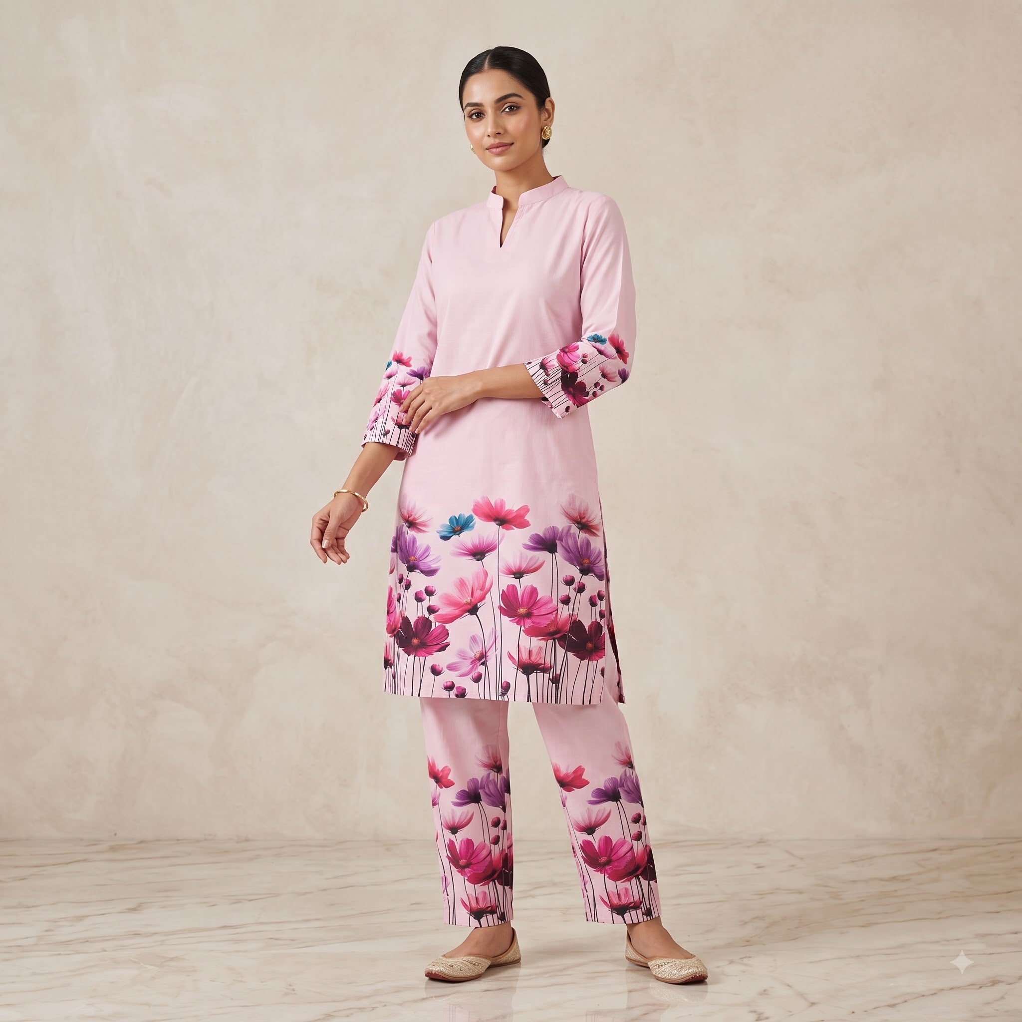 Peach Floral Printed Co-Ord Set