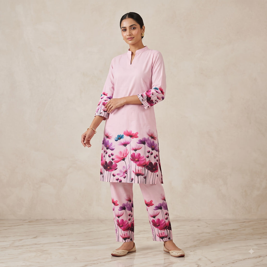 Peach Floral Printed Co-Ord Set
