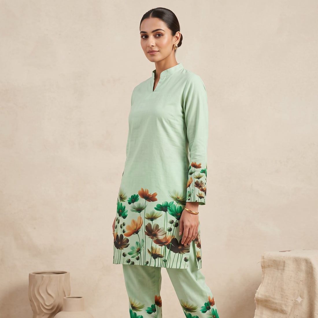 Peach Floral Printed Co-Ord Set