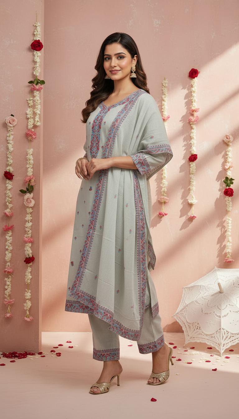 Elegant Embroidered Kurta Set with Dupatta