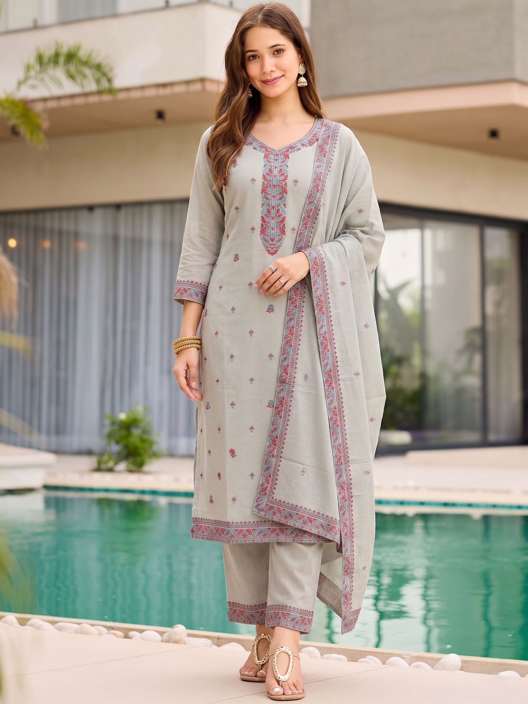 Elegant Embroidered Kurta Set with Dupatta