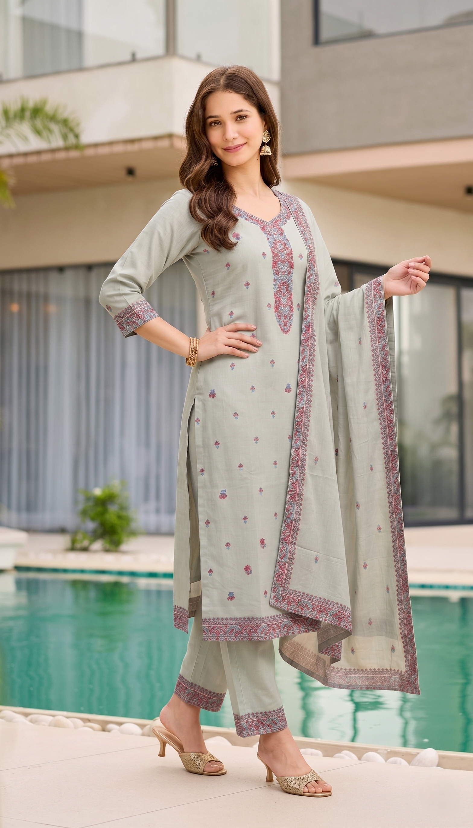 Elegant Embroidered Kurta Set with Dupatta