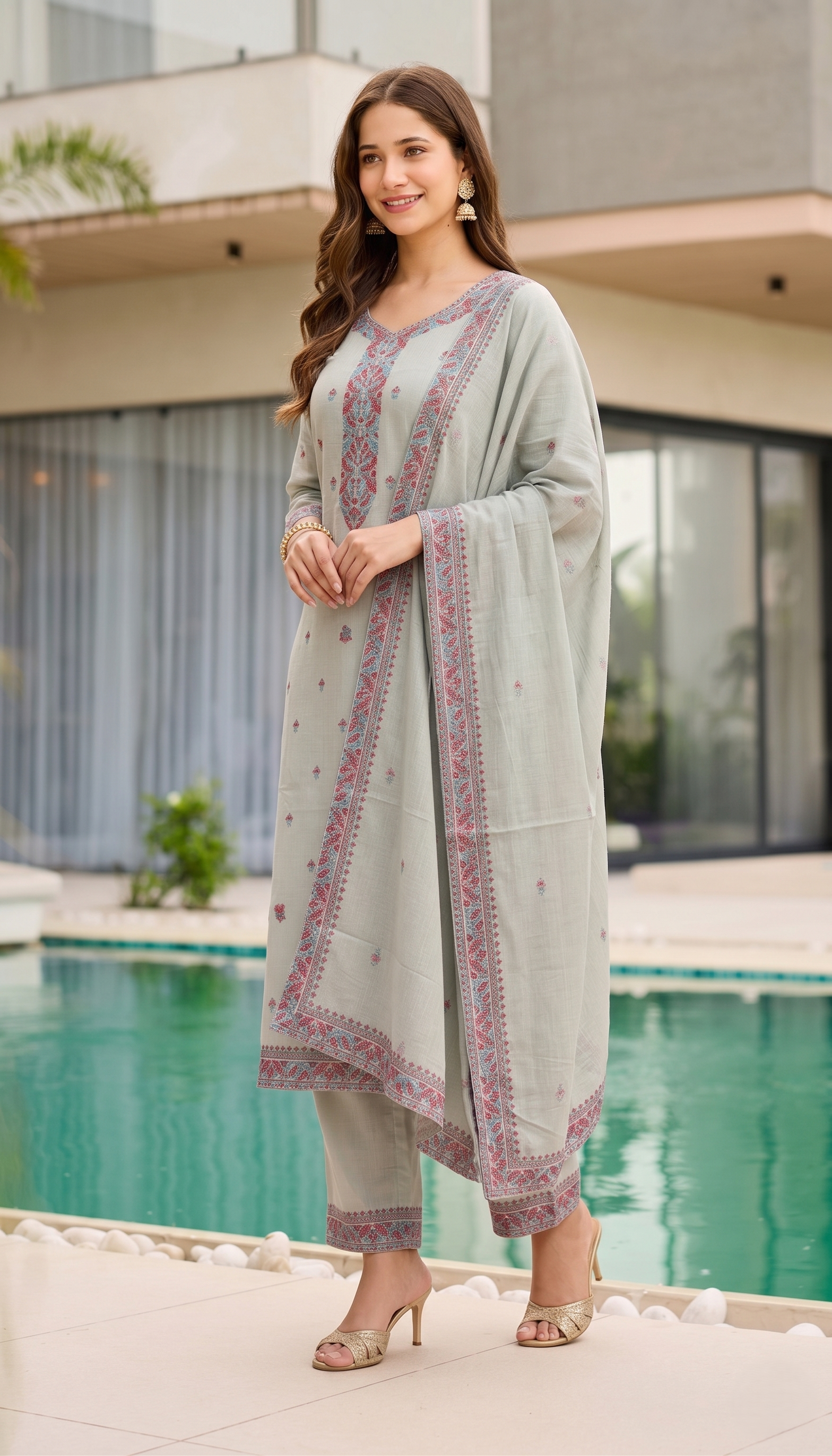 Elegant Embroidered Kurta Set with Dupatta