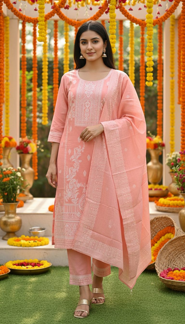 Elegant Embroidered Kurta Set with Dupatta