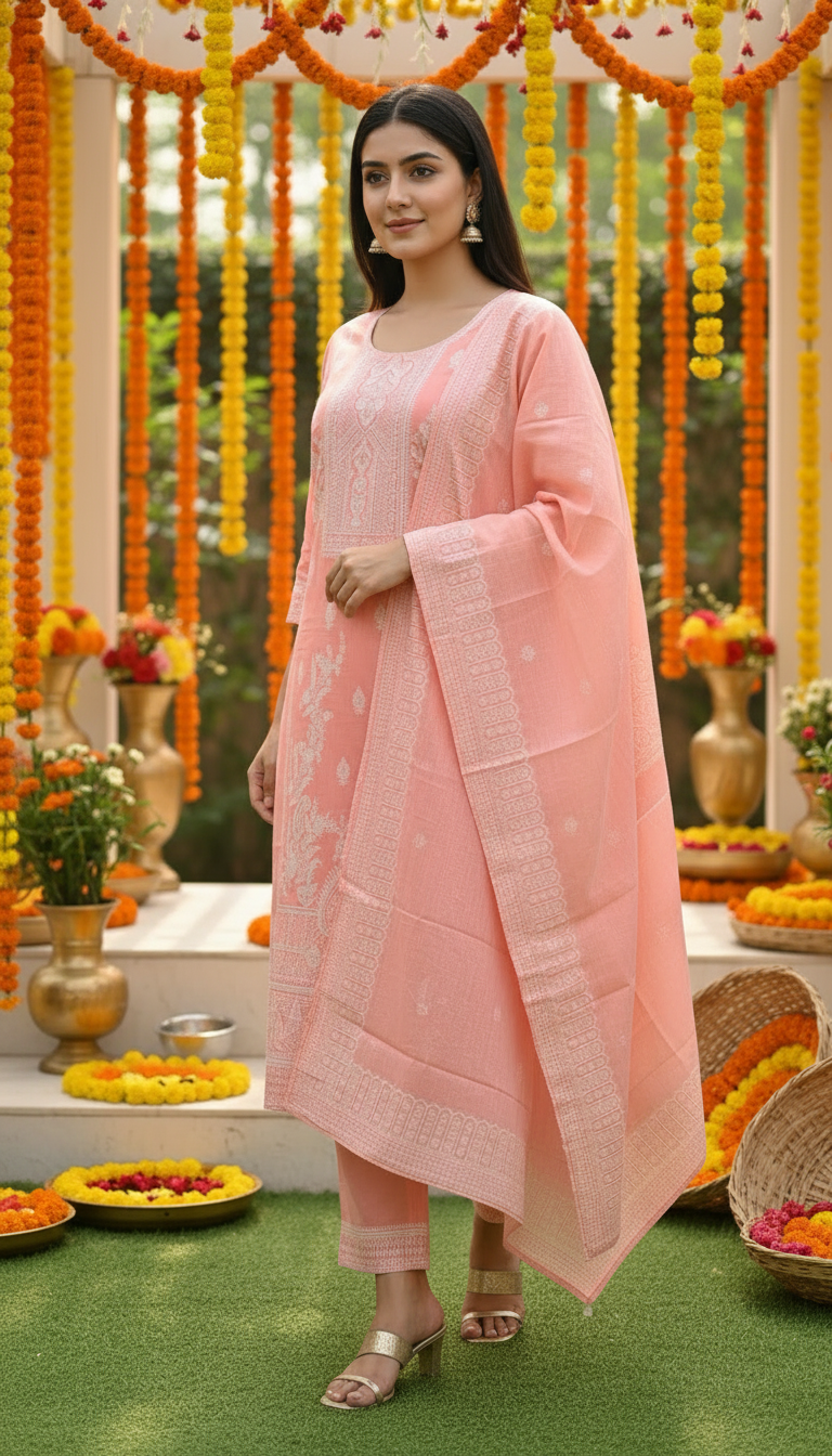 Elegant Embroidered Kurta Set with Dupatta