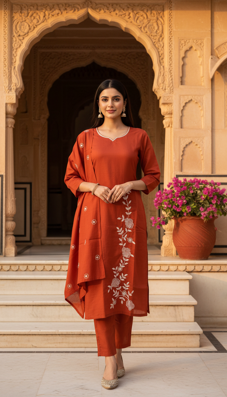 Elegant Embroidered Kurta Set with Dupatta