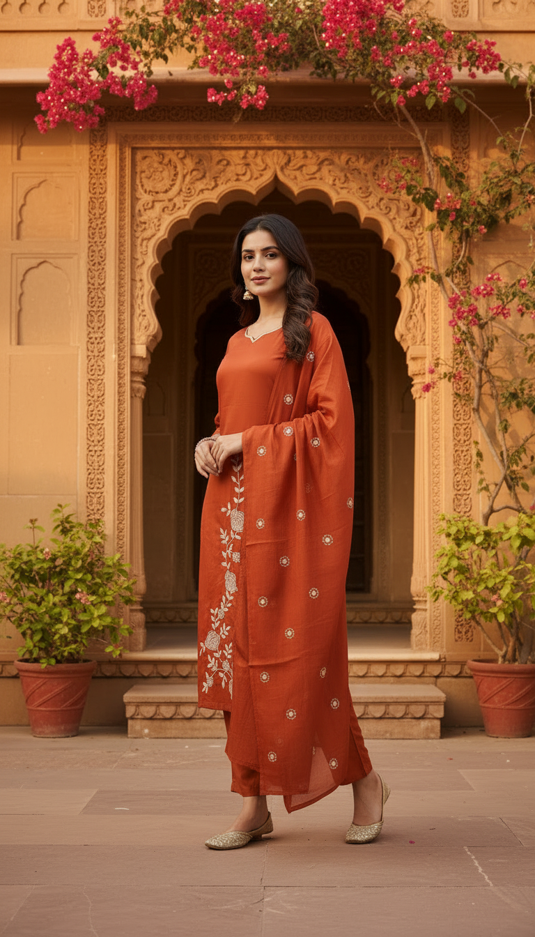 Elegant Embroidered Kurta Set with Dupatta