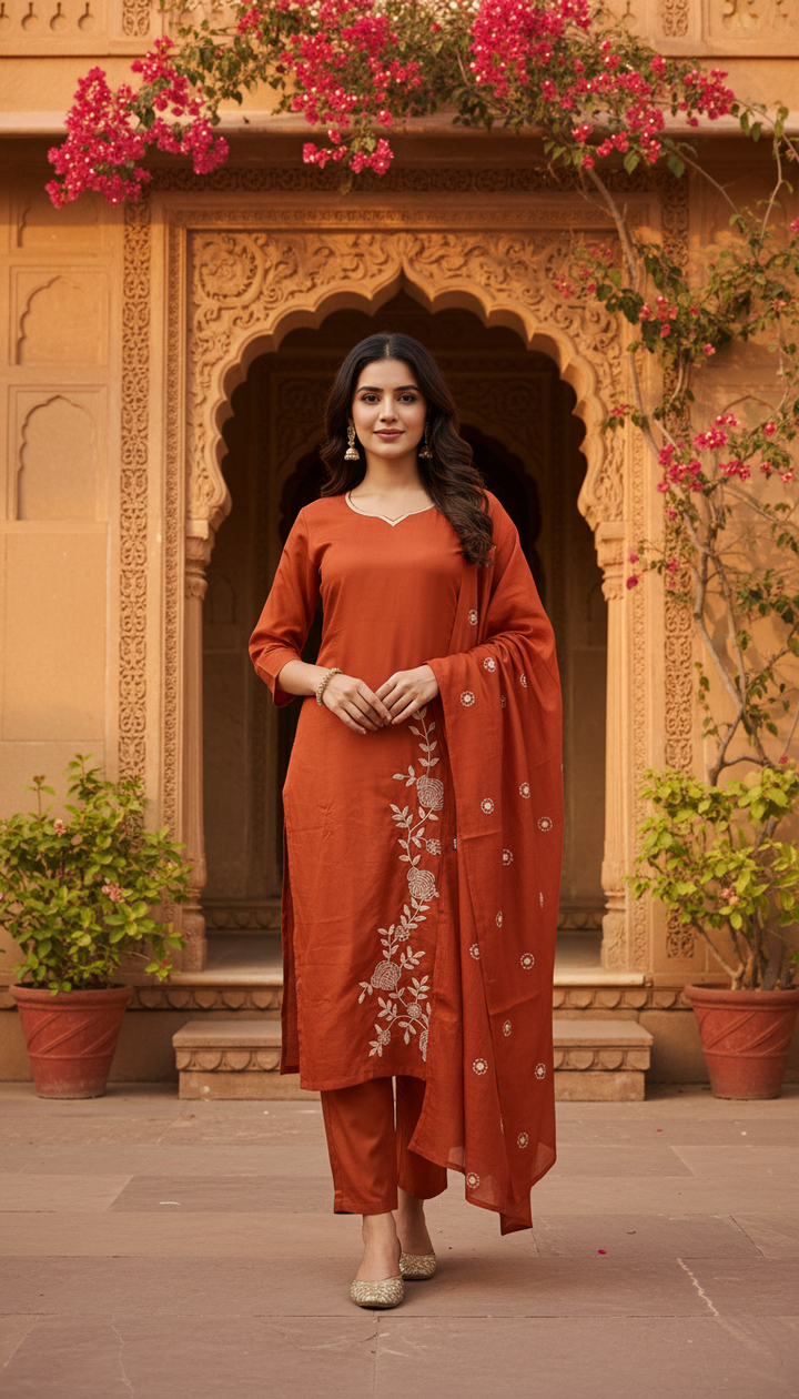 Elegant Embroidered Kurta Set with Dupatta