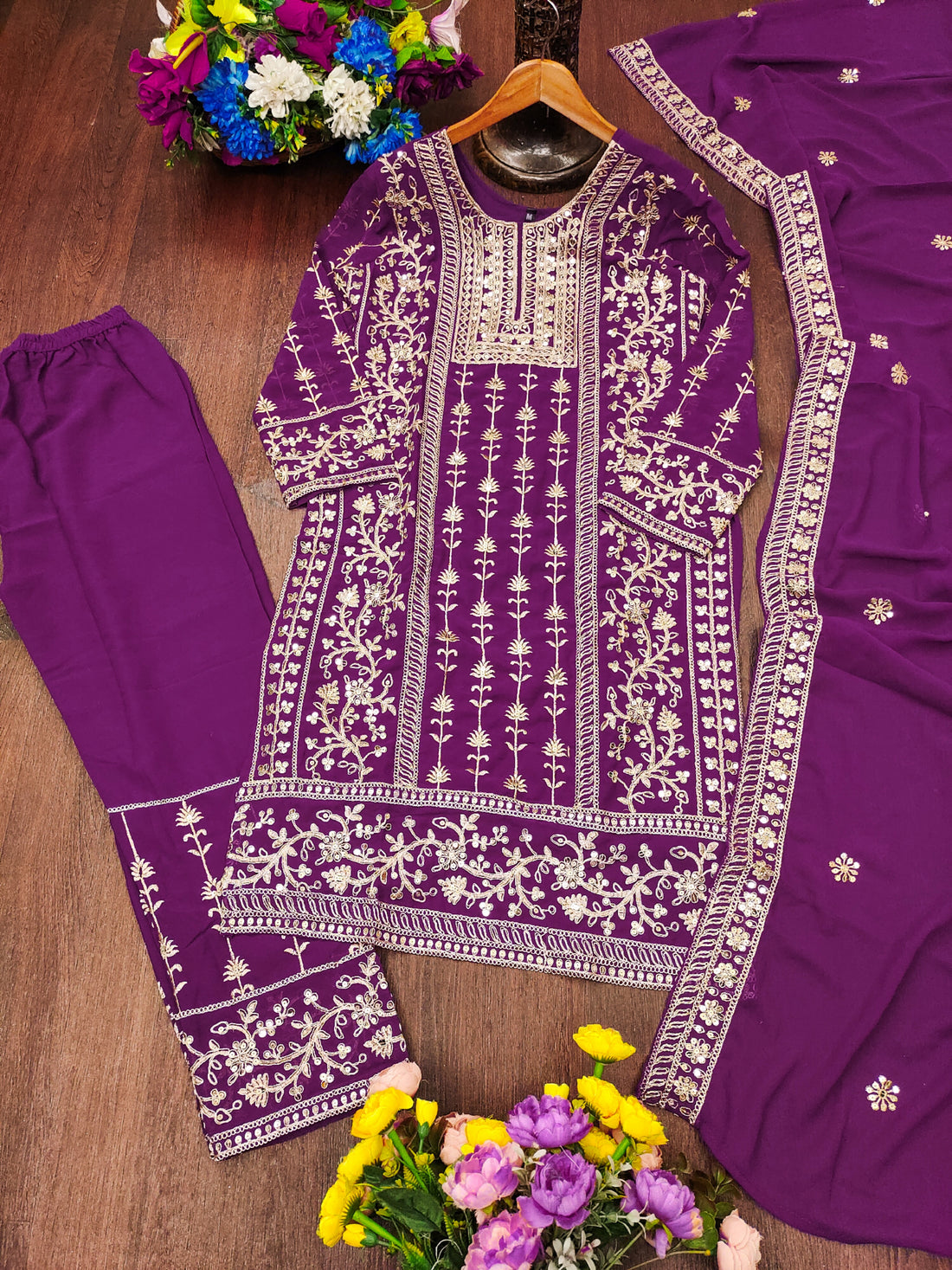 Embroidered Fox Georgette Suit Set