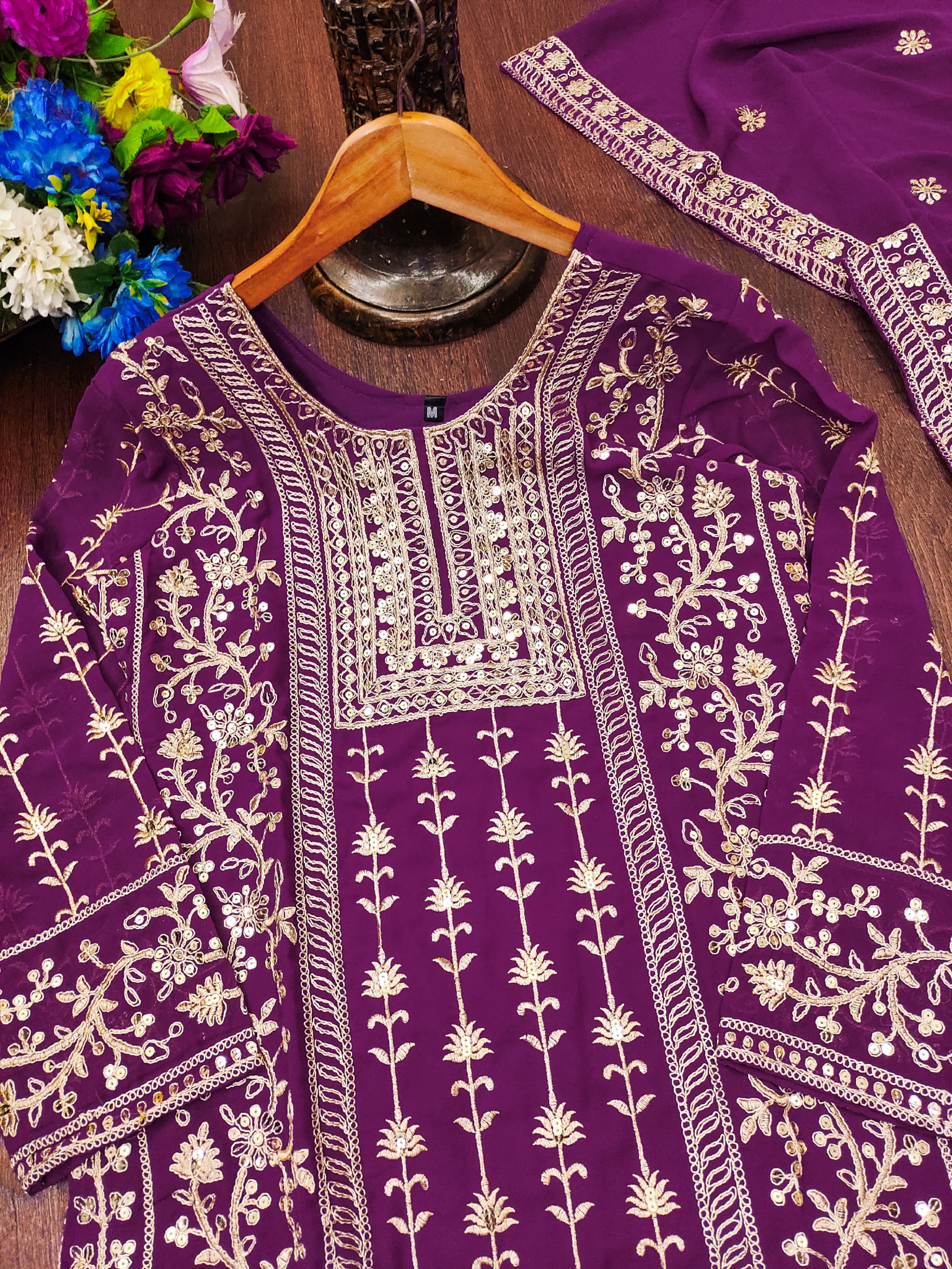 Embroidered Fox Georgette Suit Set