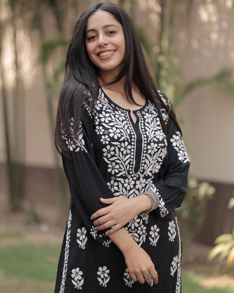 Embroidered Rayon Kurti Pant Set