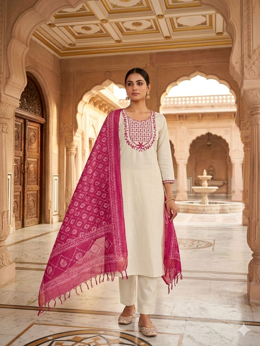 Classic Charm Khadi Cotton Suit Set