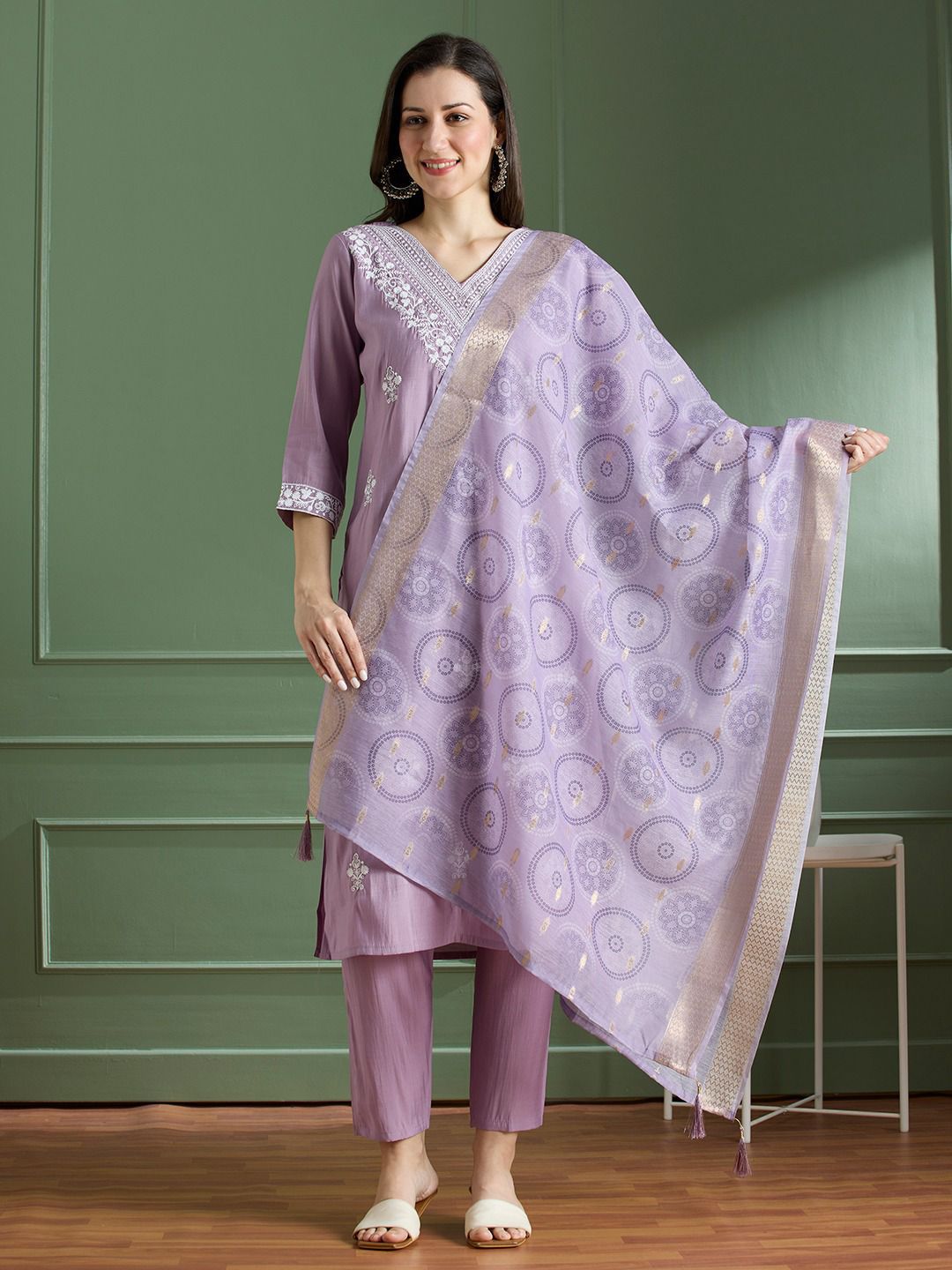 Lavender Grace Roman Silk Suit Set