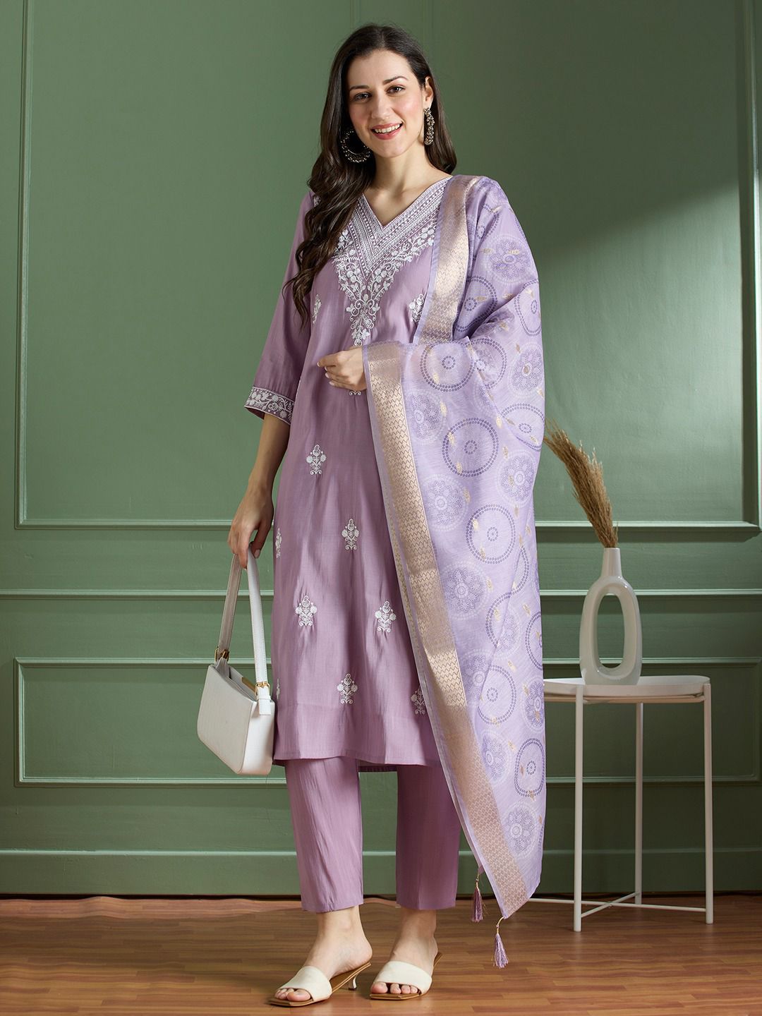 Lavender Grace Roman Silk Suit Set