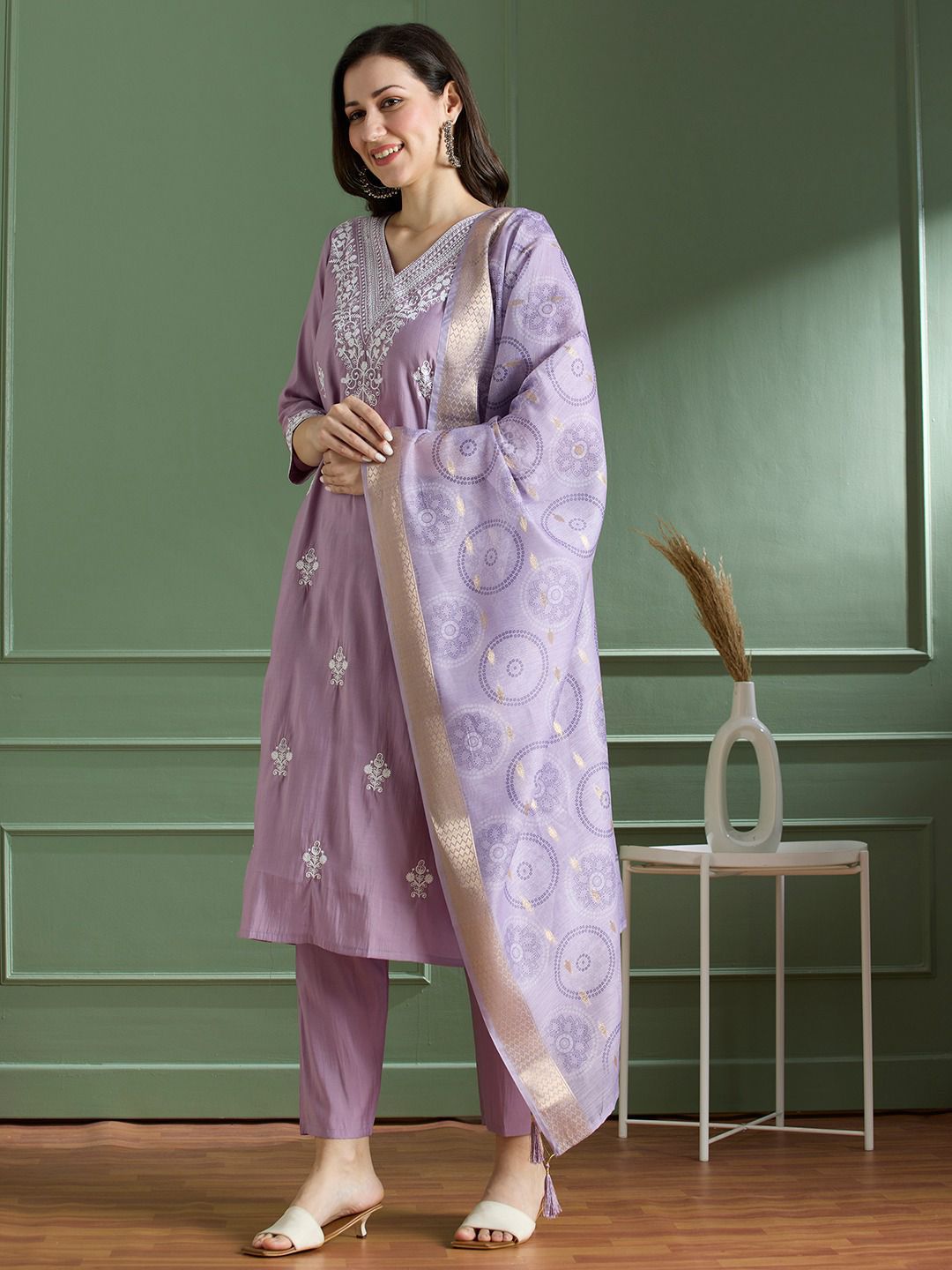 Lavender Grace Roman Silk Suit Set