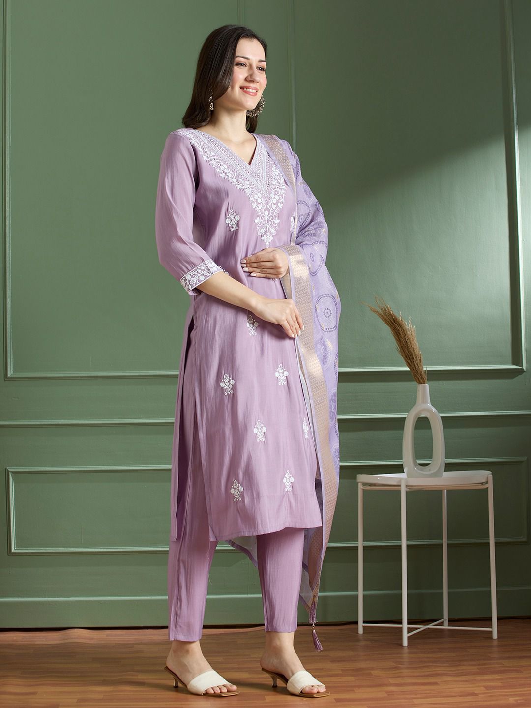 Lavender Grace Roman Silk Suit Set