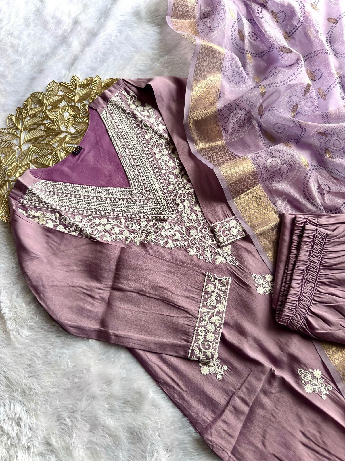Lavender Grace Roman Silk Suit Set