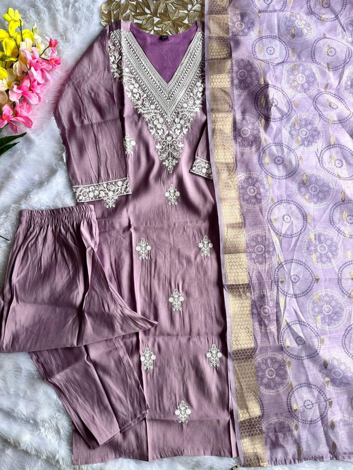 Lavender Grace Roman Silk Suit Set
