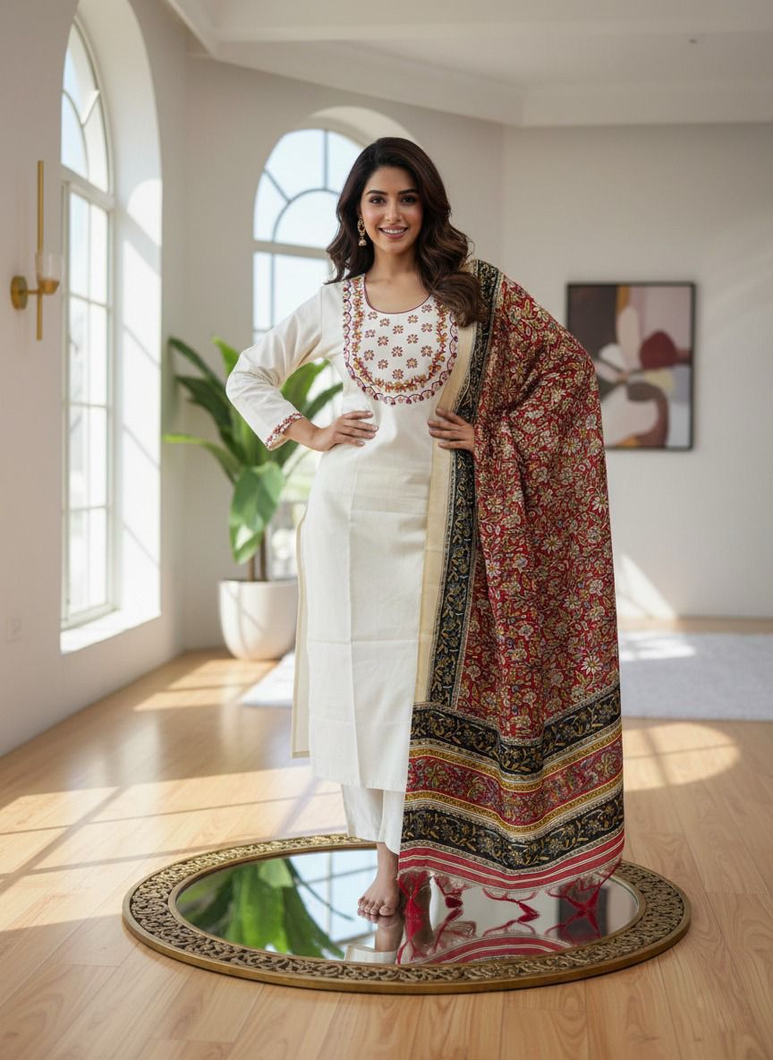 Rustic Bloom Khadi Cotton Suit Se