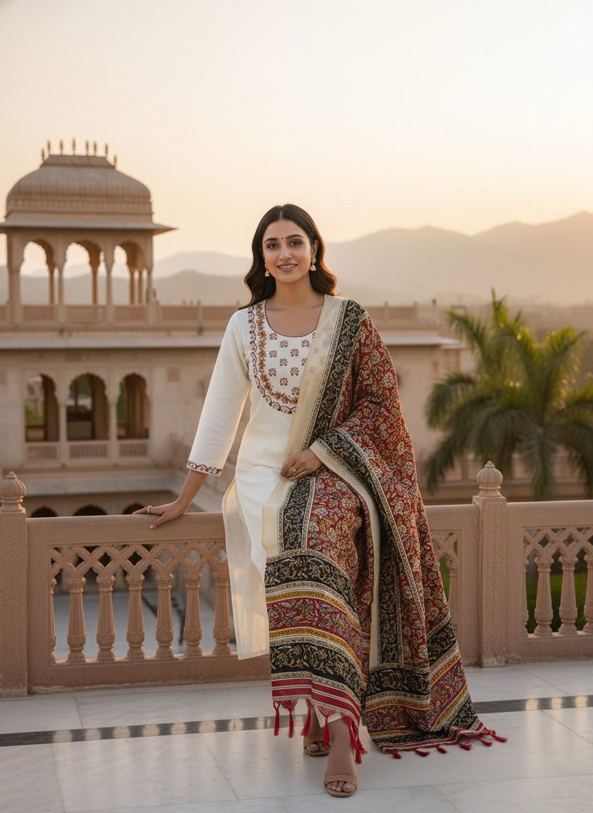 Rustic Bloom Khadi Cotton Suit Se
