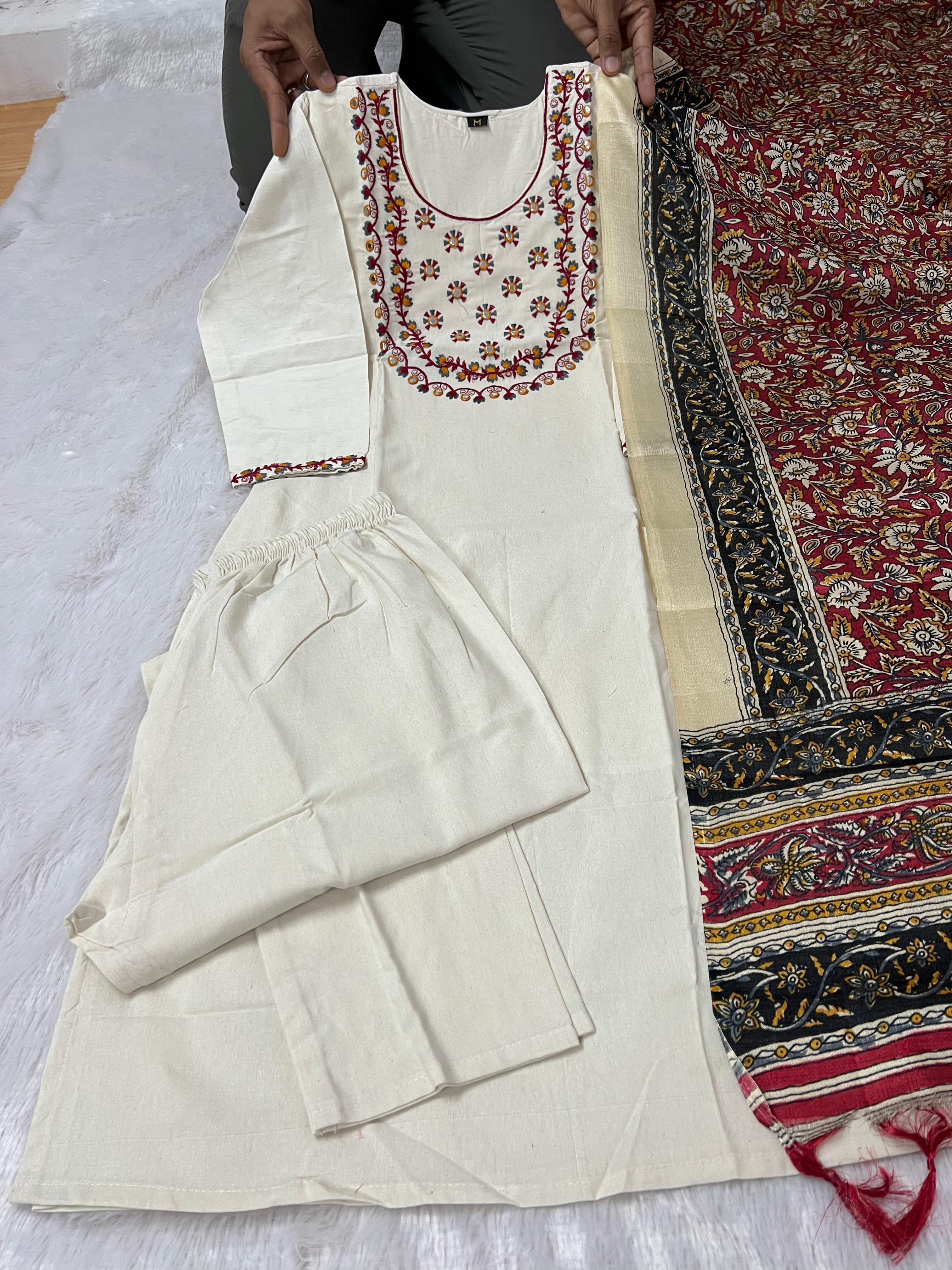Rustic Bloom Khadi Cotton Suit Se