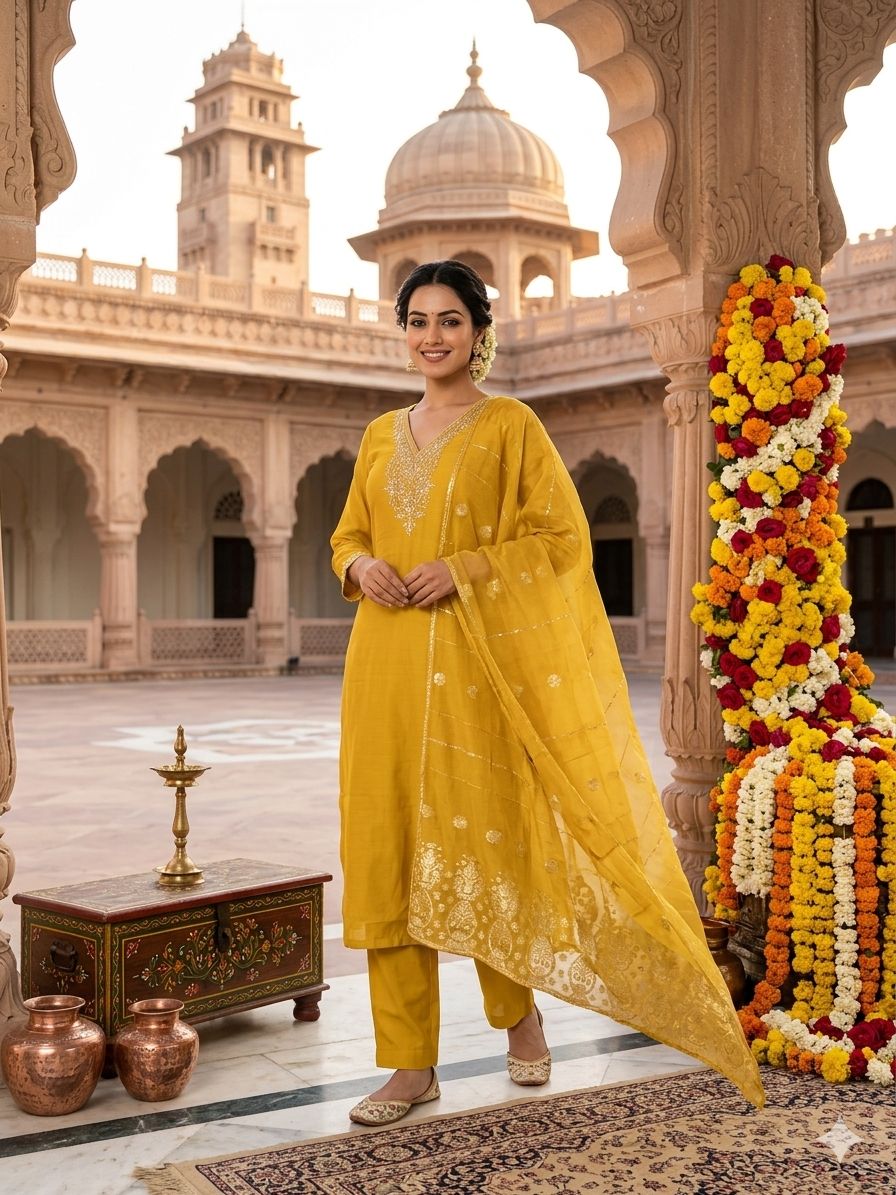 Regal Charm Roman Silk Suit Set