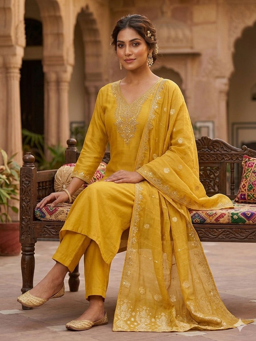 Regal Charm Roman Silk Suit Set