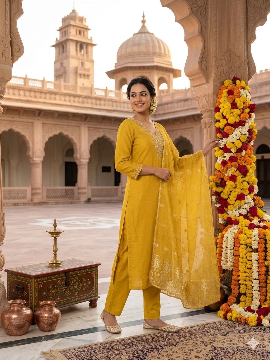 Regal Charm Roman Silk Suit Set