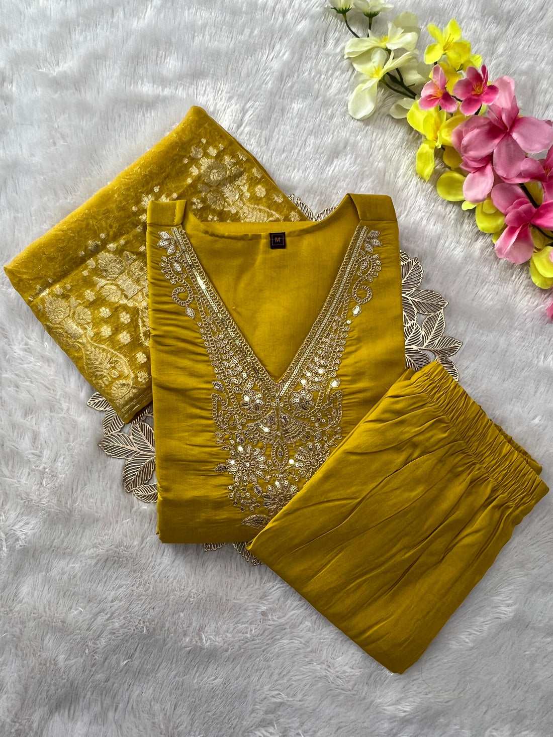 Regal Charm Roman Silk Suit Set