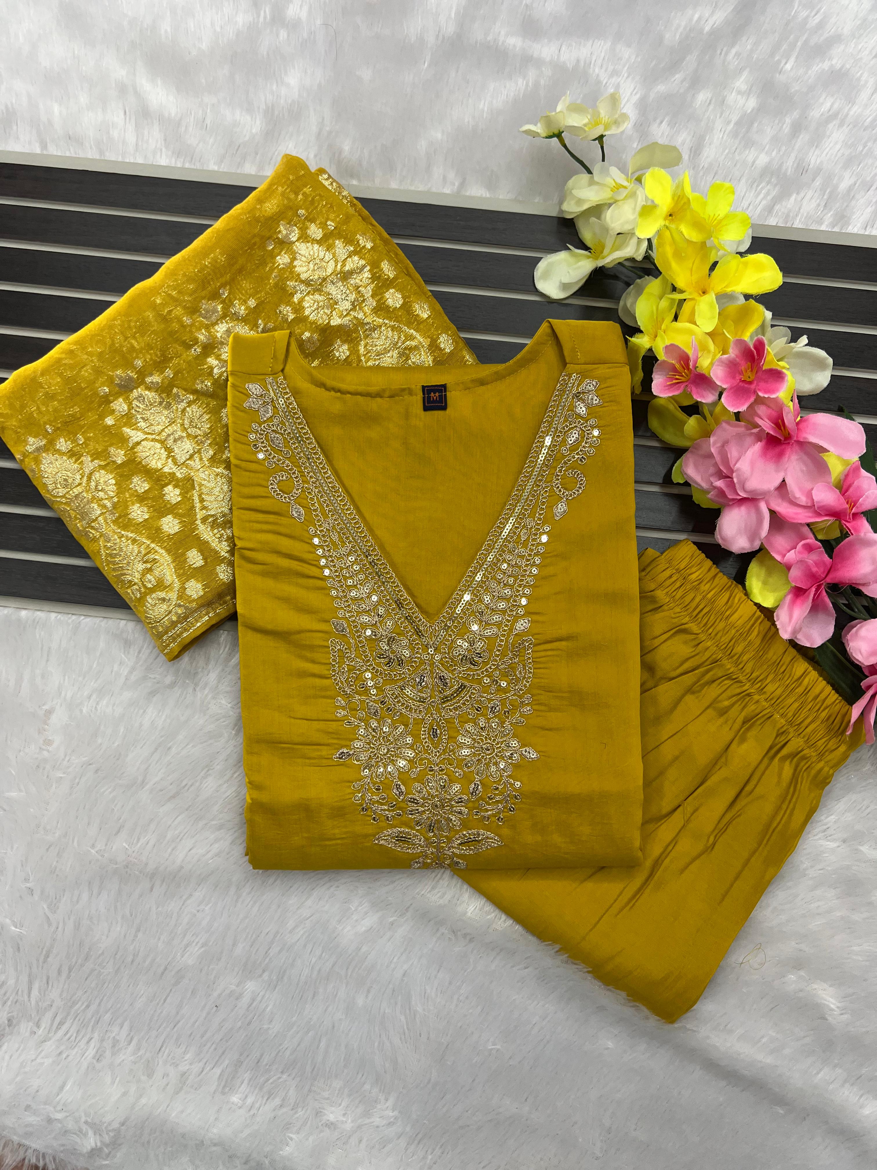Regal Charm Roman Silk Suit Set
